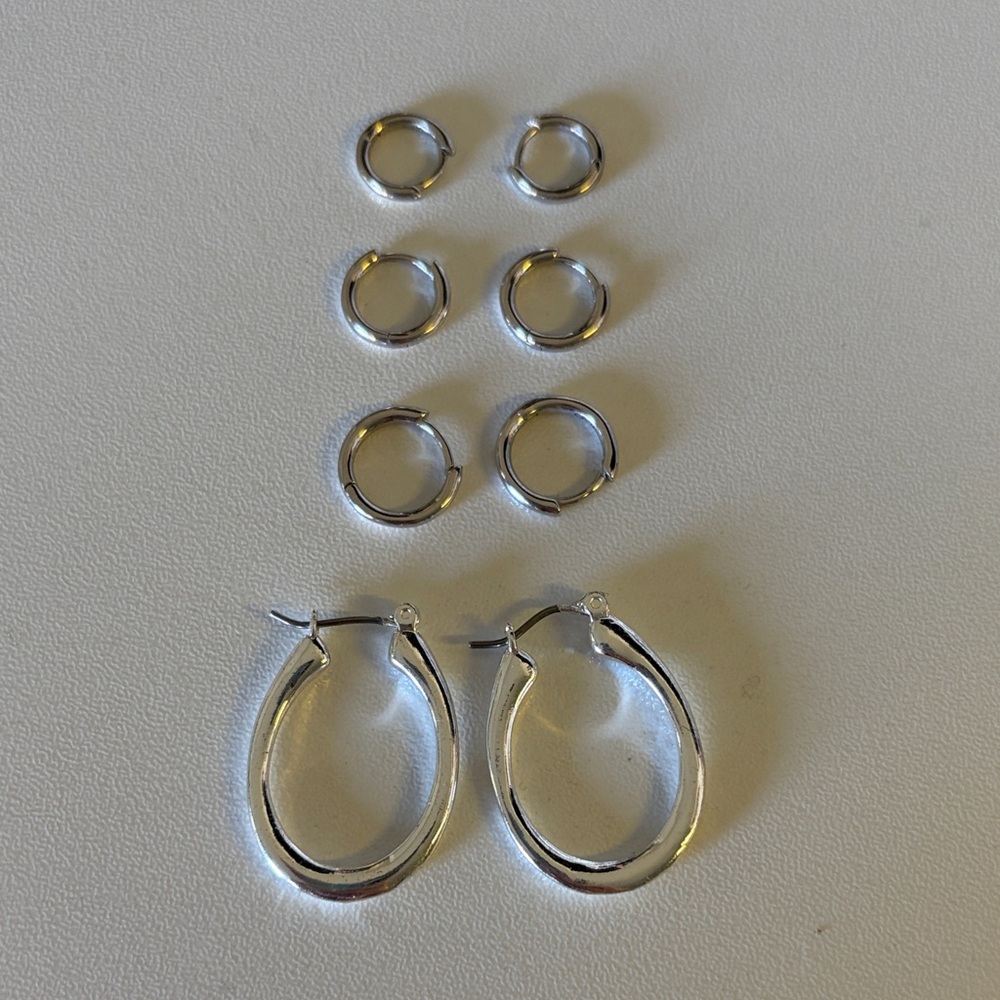 Silver Hoop Earring Set